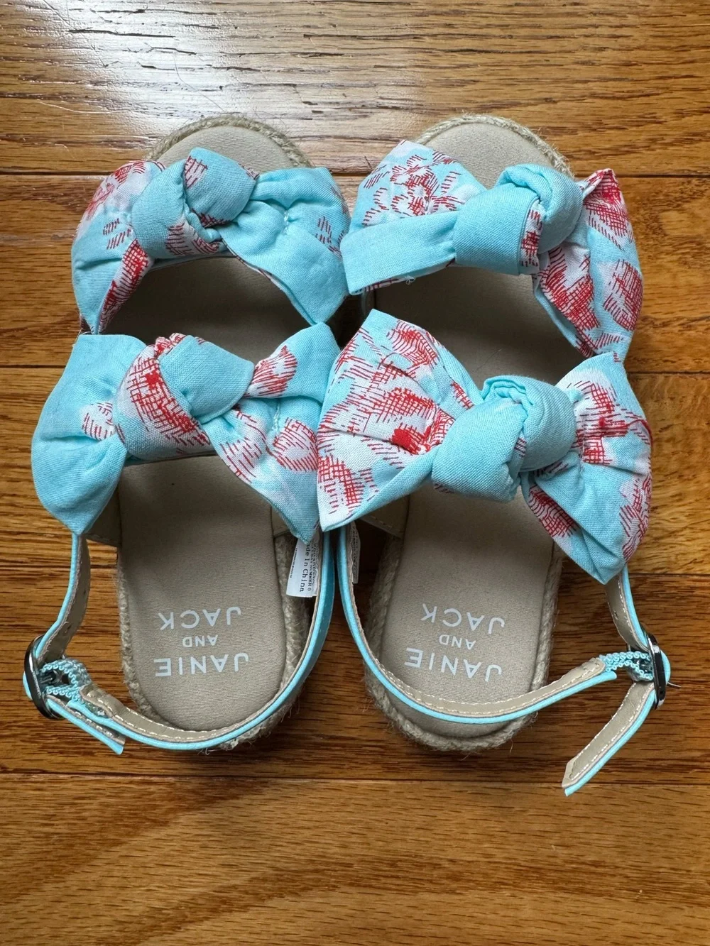 Janie and Jack Floral Bow Espadrille Summer Sky Rose Print
